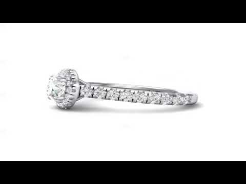Thin Double Claw Prong Halo Diamond Engagement Ring (0.85 CTW)