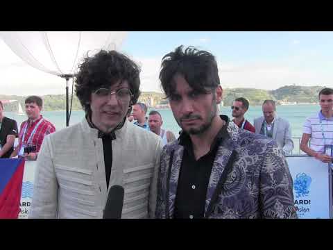 ESCKAZ in Lisbon: Ermal Meta e Fabrizio Moro(Italy) - Singing on Blue Carpet