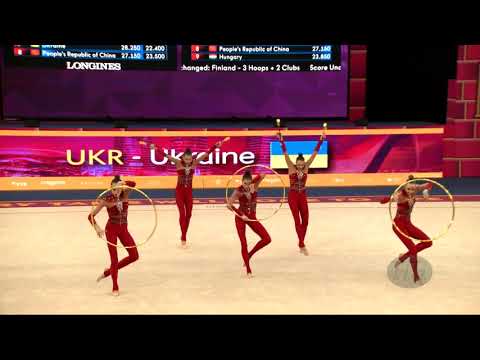Ukraine (UKR) - 2019 Rhythmic Worlds, Baku (AZE) - Qualifications 3 Hoops + 2 Pairs Of Clubs