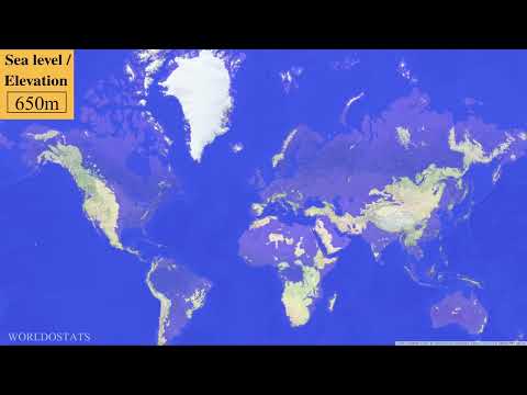 World Flood Map  // Sea Level Rise (0 - 9000m)
