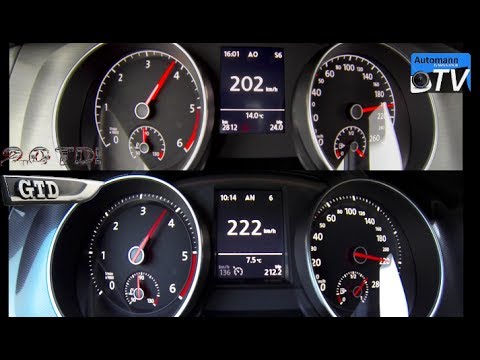 2014 Golf 7 GTD vs. Golf 7 2.0 TDI - 0-224 km/h acceleration (1080p)
