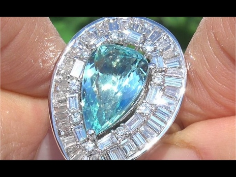 AIGS Certified Natural Copper & Manganese Bearing Paraiba Tourmaline & Diamond 14k Gold Ring C990
