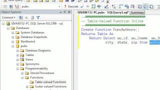 Creating Simple Table-Valued Function