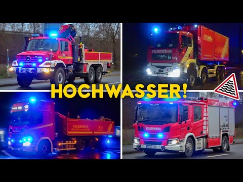 [DROHENDER DEICHBRUCH - SELTENE SONDERFAHRZEUGE! 🚒] - Einsatzfahrten zum Großeinsatz in OBERHAUSEN!