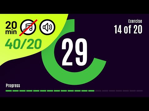 20 min - 40/20 HIIT / TABATA WORKOUT TIMER Without Music