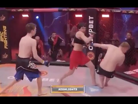 Female MMA Fighter Destroys 2 Untrained Men