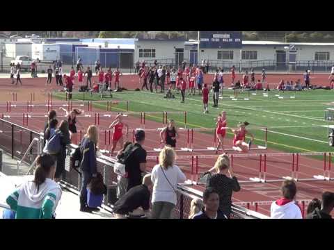 JVG 100m H vs Servite & Rosary 3-9-16 - Los Alamitos Girls