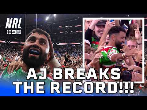 Fans STORM the field as Alex Johnston sets new all-time try scoring record