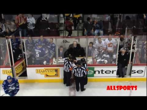 Canucks vs Flames Line Brawl (Jan. 18, 2014) HD icehockey