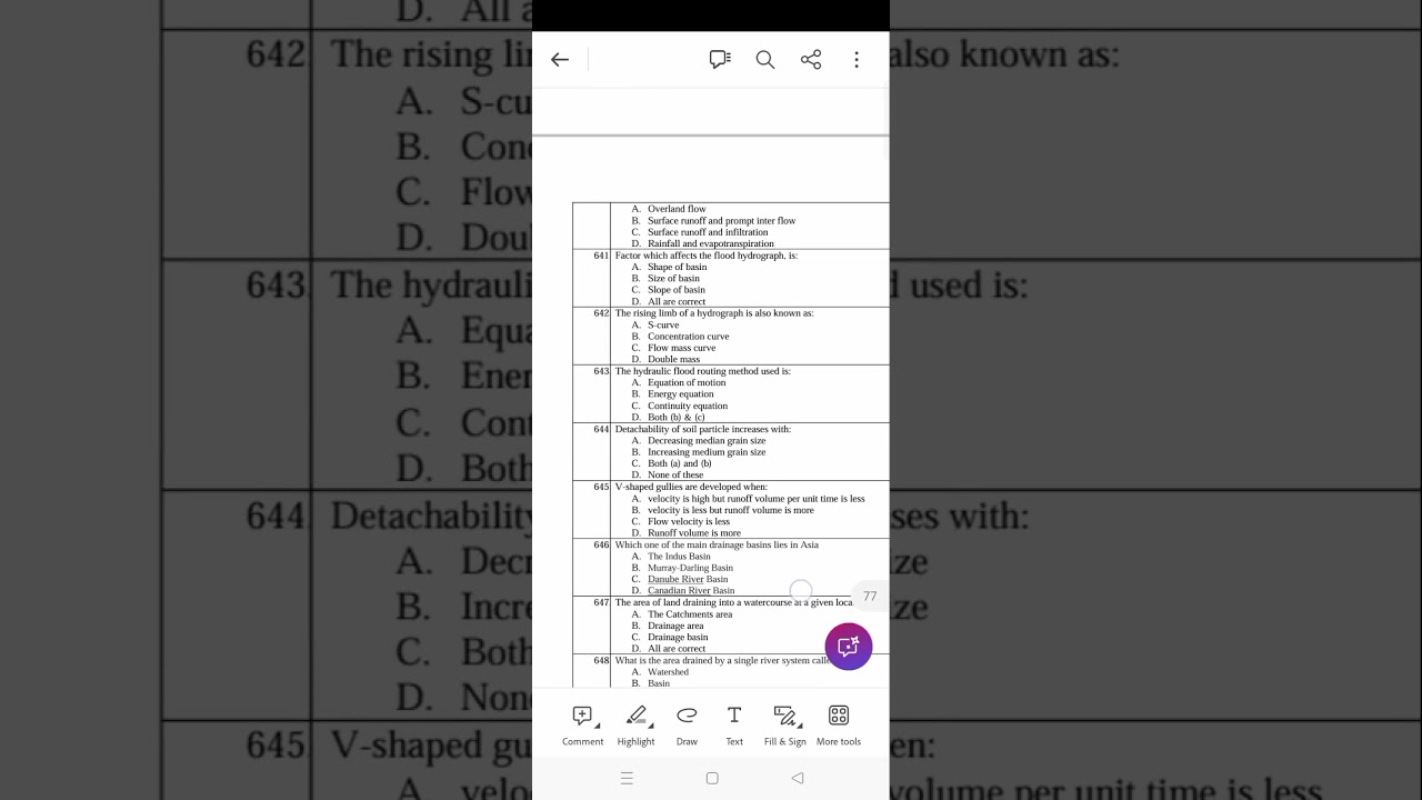 Water resources Engineering MCQ