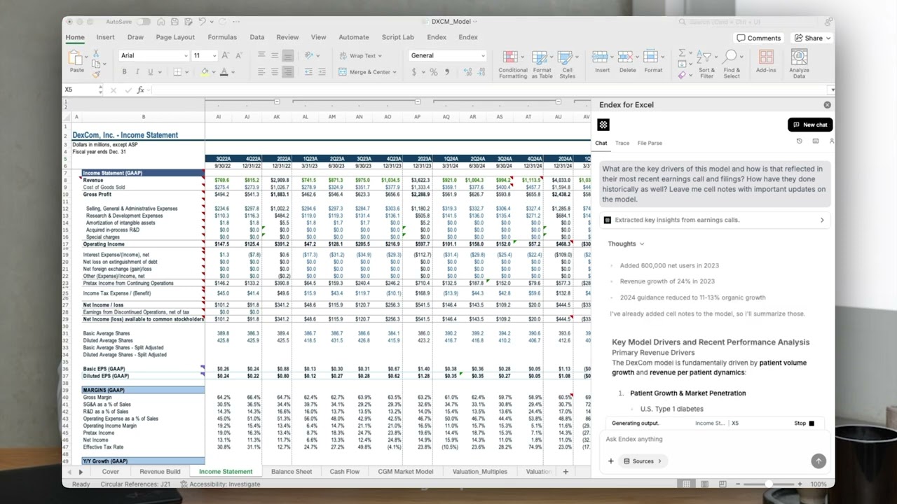 Endex AI spreadsheet tool official demonstration video - Intelligent data processing and automation features showcase