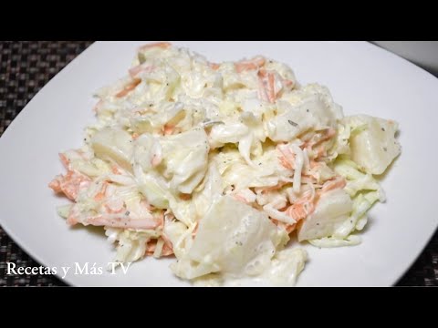 Ensalada de Repollo con Zanahorias y Papas con un Rico Aderezo Casero