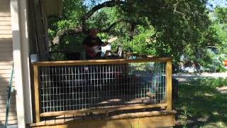 Redd Volkaert on the back deck with his custom Grammatico amp