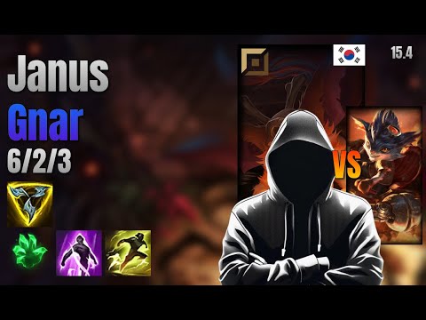 Janus Top Gnar vs Rumble lol KR solo rank Full Game 15.4 | 야누스 나르 vs 럼블
