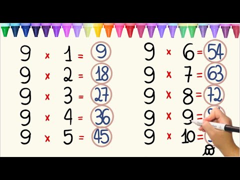 9️⃣ TABELLINA DEL 9: Impariamo a Scrivere e Dire la Tabellina del 9 Per Bambini - Disegna e Colora