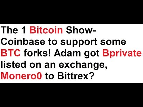 The 1 Bitcoin Show- Coinbase to support some forks! Monero0 to Bittrex? BM got Bprivate listed in SA Video