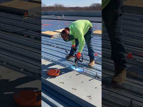 Thru-deck stud welding in central Illinois! #studwelding #structuralsteel #bluecollar #welding