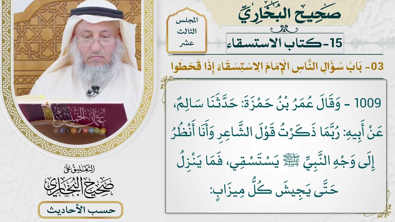[1009-1008] حديث: سمعت ابن عمر يتمثل بشعر أبي طالب: وأبيض يستسقى [[كتاب الاستسقاء]]