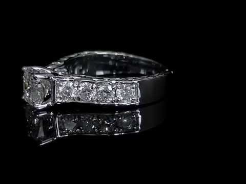 2.50 CT T.W. SI1-SI2 G CUSHION CUT DIAMOND ENGAGEMENT RING 14K WHITE GOLD