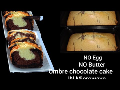 Three layer Omber Cake।No Egg,No Milk। Chocolate Vanilla Cake in Microwave – Super Soft & Moist!"