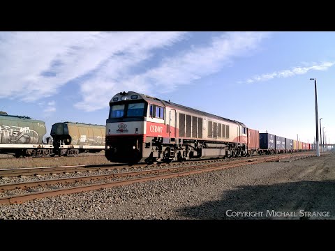 7922V SCT Dooen Container Train With CSR007 Crosses A Grain Train (1/8/2024) - PoathTV