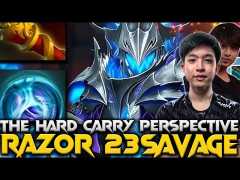 Crazy Play 23Savage Razor The Hard Carry - Dota 2 Pro Gameplay & Learn 7.37C #23savage #razor