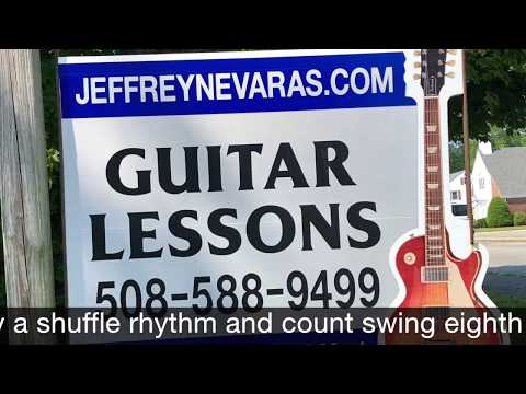 How to count swing eighth notes and play a shuffle rhythm on the guitar.