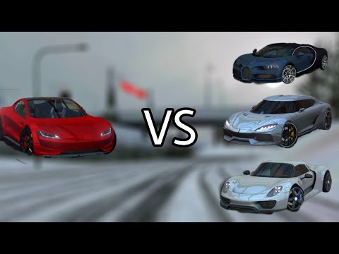 DRIVING SCHOOL SIM DRAG RACE ( TESLA VS SUPERCAR )
