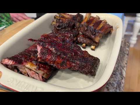 Six racks of baby back ribs on the smoker