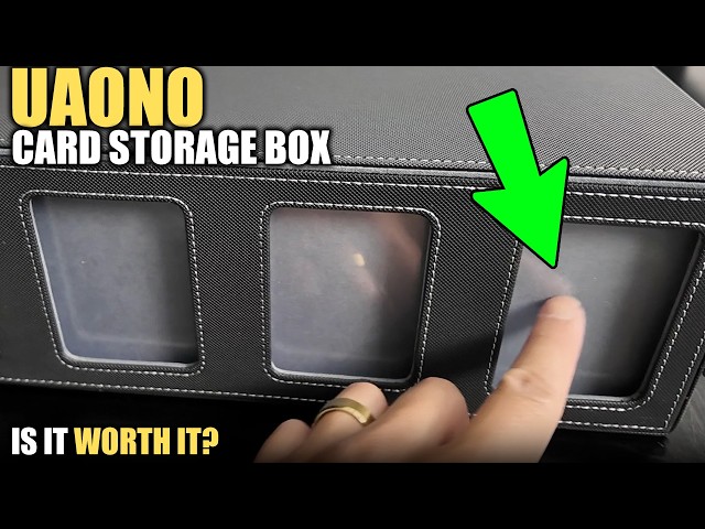 Vídeo relacionado con UAONO Caja de almacenamiento para tarjetas comerciales, capacidad para 1800 tarjetas con funda con 10 separadores y 3 tapones, cierre magnético, funda de piel sintética para tarjetas MTG, PTCG, YGO