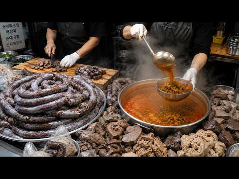 순대만 시켜도 이것이 공짜?! 한 국자도 아니고 계속 퍼주는 27년 시장 수제 순대집