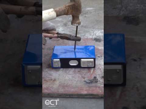 75Ah large monomer lithium battery was punctured by steel nails #battery #lifepo4 #lithiumbattery