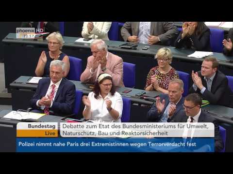 Bundestag: Debatte zu "Umwelt, Naturschutz, Bau und Reaktorsicherheit" am 09.09.2016