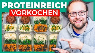 Proteinreich VEGAN vorkochen | Vegane Rezepte fürs Meal Prepping