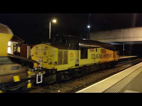 Colas 37219 and 37116 leave Dingwall