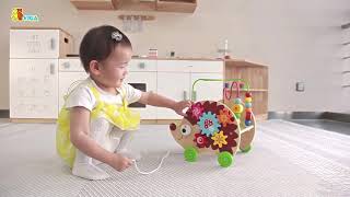 Žaislinis traukiamas medinis edukacinis ergoterapinis labirintas - mašinėlė 4in1 | Ežiukas | Viga 50012