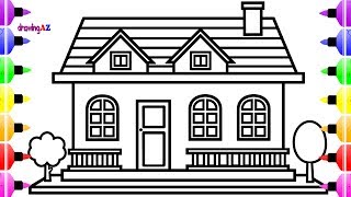 How to Draw House for Kids and House Coloring Pages for Children