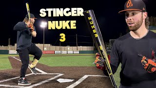 Video thumbnail: Hitting with the Stinger NUKE 3 | BBCOR Baseball Bat Review