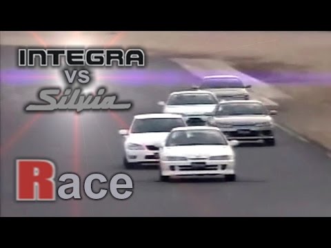 [ENG CC] FR vs FF battle - Integra R, Silvia S15 Spec R, S15 Nismo, S14 battle Tsukuba 1999