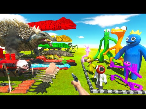 Rescue and Fight | Rainbow Friends vs Reptiles in Jurassic Park - Animal Revolt Battle Simulator