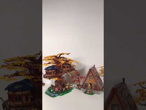 LEGO Ideas A-Frame Cabin 21338 and Tree House 21318レゴ Aフレームキャビンとツリーハウスを並べてみた#shorts