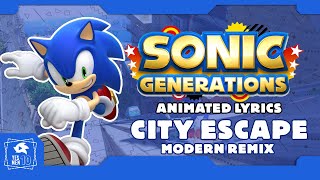 SONIC GENERATIONS &quot;BLUE BLUR CITY ESCAPE ACT 2&quot; ANIMATED LYRICS.