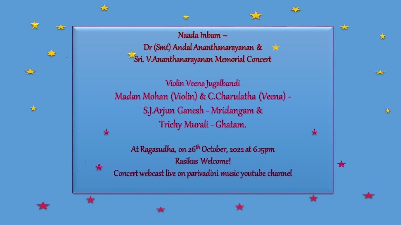 Madan Mohan (Violin) & C. Charulatha (Veena) -Jugalbandi Concert at Naada Inbam.