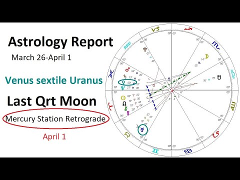 Astrology March 26-April 1 2024 - Venus sextile Uranus - Last Qrt moon - Mercury Station Retrograde