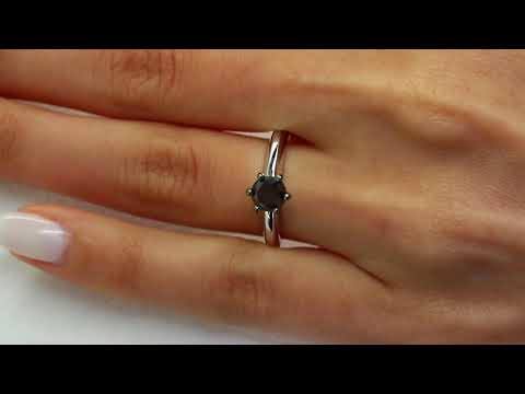4/5 CT Solitaire Black Diamond 6-Prong Engagement Ring in 10K White Gold (MDR130024)