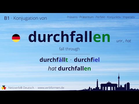 Konjugation des Verb „durchfallen“ (hat) - alle Zeitformen lernen, Übersetzung, Tutorial