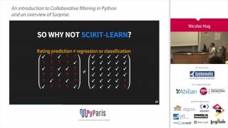 PyParis 2017 – Collaborative filtering for recommendation systems in Python, by N. Hug