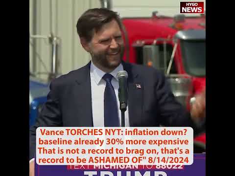Vance TORCHES NYT: inflation down from baseline 30% expensive, not to brag on but to be ASHAMED OF