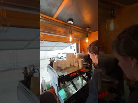 200 cups of coffee per day from a tiny 10ft container ☕️ #coffeeshop #cafe #barista #coffeeshorts