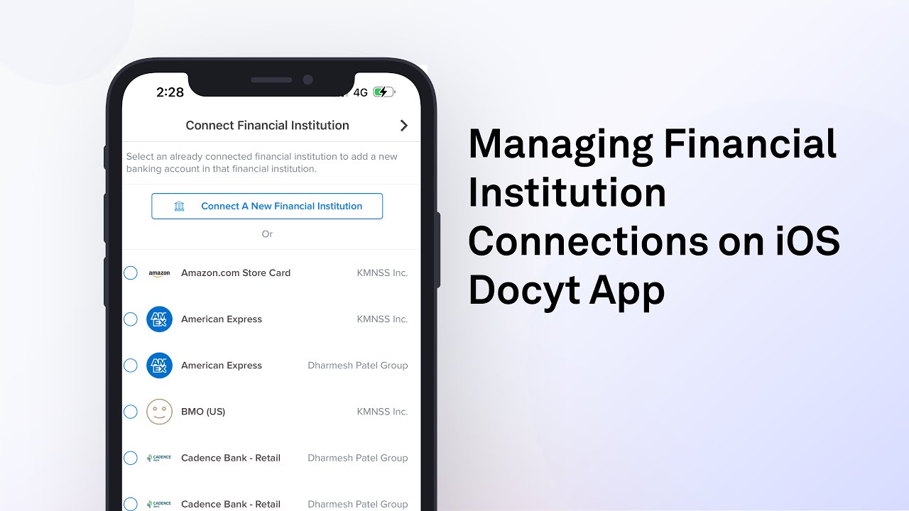 Managing Financial Institution Connections on iOS Docyt App: A Step-by-Step Guide video thumbnail